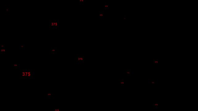 Scattered red dollar signs on black background. Scattered red dollar currency. Scattered red dollar signs for financial loss and economic market crisis visualizations art.