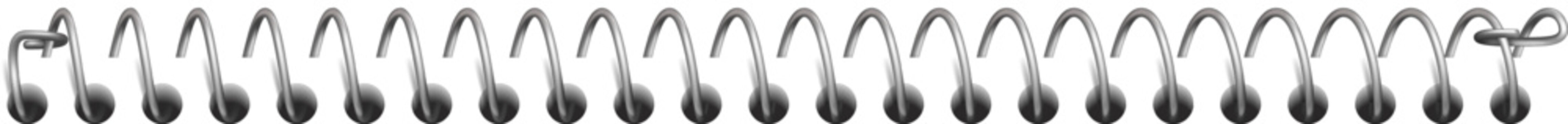 Metal binder rings showing a flexible binding mechanism for documents