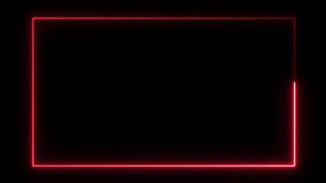 Square neon picture frame with blue and pink glowing light motion on black background, modern 3D illustration with empty copy space for design overlay 4k Animation background video
