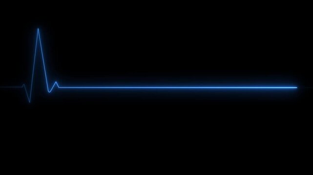 Neon Death Heartbeat Line on Black Background, Glowing Flatline ECG Illustration, Futuristic Medical and Health Concept, Cardiology Vital Signs,-4k black background icon animation