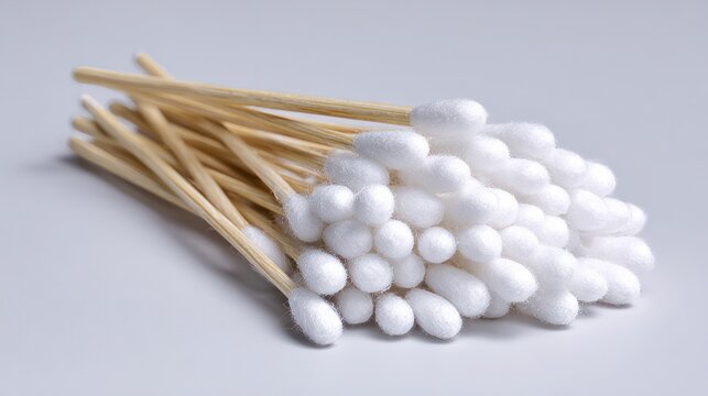 Cotton swabs rest on white. A clean, healthy item.