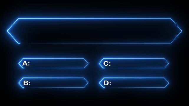 MCQ ABCD Option Frame Box Animation for Adobe Stock: Multiple Choice Quiz Template, Education & Presentation Graphics.