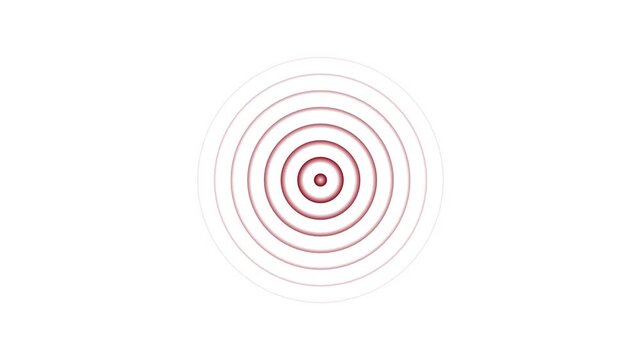 Abstract neon circle radio waves looping background. Abstract neon radio waves signal.Radio wave signal, radar concept.Abstract circuit 4k animation technology white background
