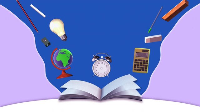 Teachers day concept with educational elements floating above a book