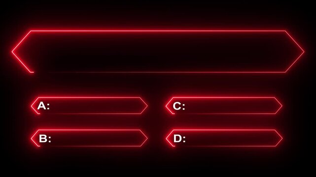 MCQ ABCD Option Frame Box Animation for Adobe Stock: Multiple Choice Quiz Template, Education & Presentation Graphics.