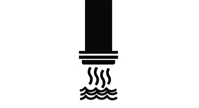 Lidar sensor emitting beams onto water surface black silhouette