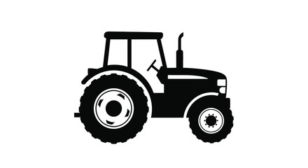 Obraz premium Tractor silhouette against a white background isolated farm vehicle silhouette