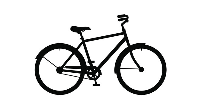 Classic bicycle silhouette against a white background silhouette high quality