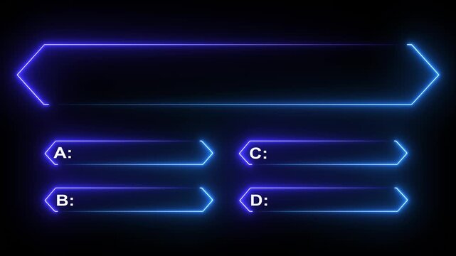 MCQ ABCD Option Frame Box Animation for Adobe Stock: Multiple Choice Quiz Template, Education & Presentation Graphics.