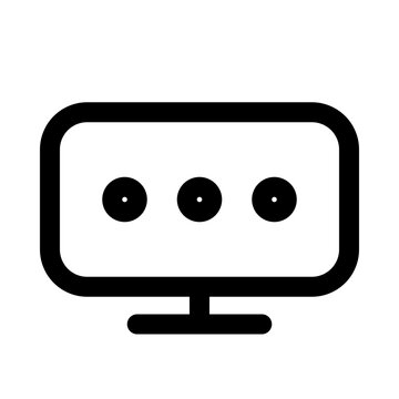 Computer monitor icon, screen symbol, black and white graphic, technology logo