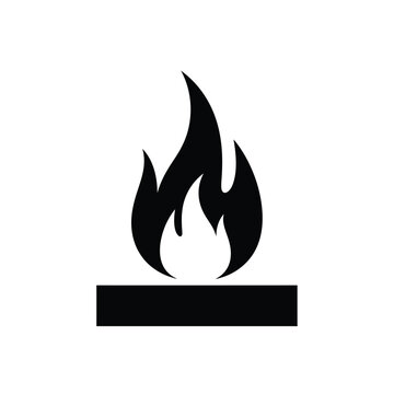 Flammable material symbol black silhouette of fire icon on white background hazard warning sign high quality professional detailed modern elegant