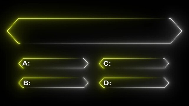 MCQ ABCD Option Frame Box Animation for Adobe Stock: Multiple Choice Quiz Template, Education & Presentation Graphics.