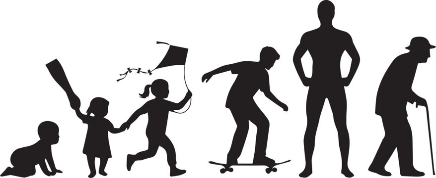 Human Development Timeline Silhouettes for Life Insurance and Health