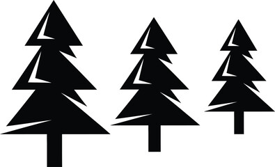 Fototapeta premium Three black silhouette pine trees in varying heights