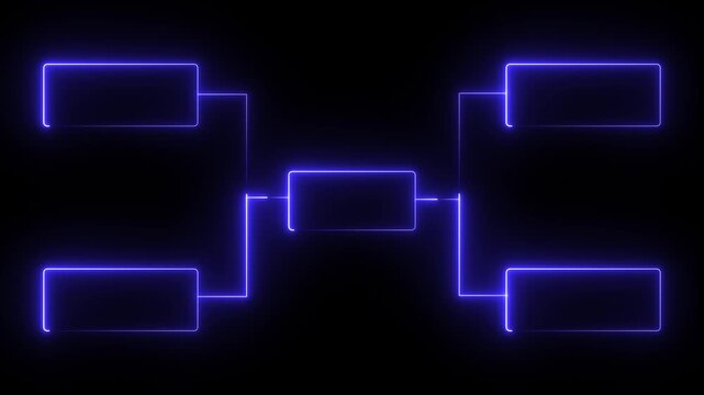 Glowing neon line Business hierarchy organogram chart infographics icon isolated on black background. It is suitable for all kinds of quizzes, 4k animation