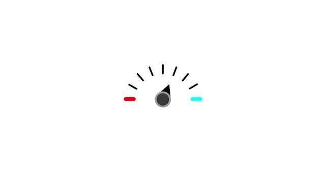 Speedometer animation on black background, 4K
