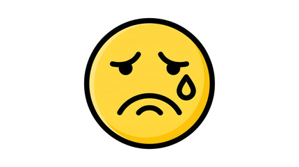 Fototapeta premium A yellow smiley face with a tear rolling down its cheek, expressing sadness.