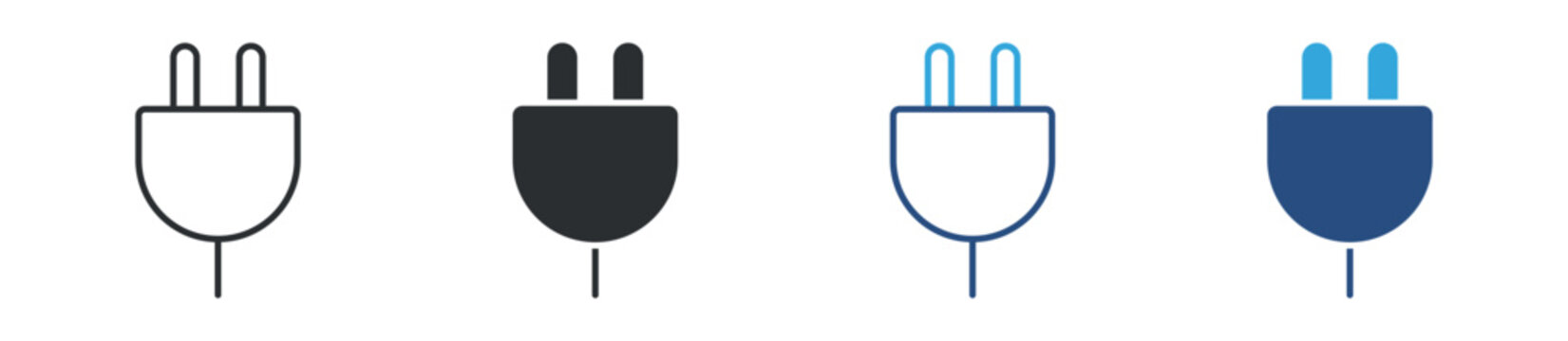 Electric plug icon set. power connection symbol. energy and electricity concept. vector illustration.