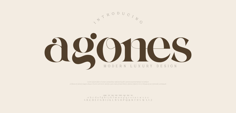 Agones, Elegant font alphabet uppercase lowercase and number. Classic lettering minimal fashion designs.