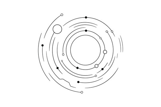 Abstract futuristic circuit board or electronic network background in circular shape, digital technology concept