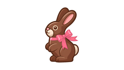 Cute cartoon brown rabbit with pink bow standing upright Vector © MST AKHLIMA 