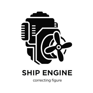 ship engine silhouette on a white background a black graphic design of a marine propulsion system high quality professional detailed