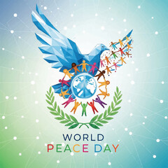 Obraz premium Dove and Globe Emblem Representing Global Unity for World Peace Day Celebration.