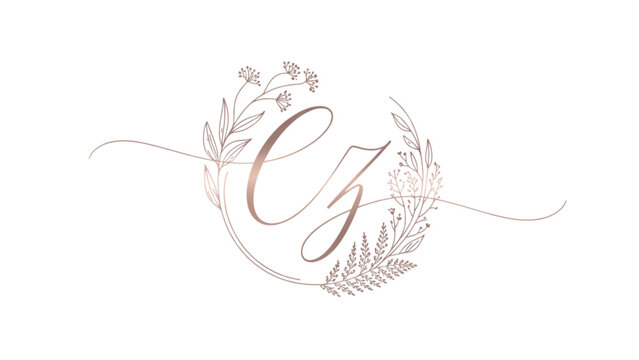 Elegant monogram letter c with decorative floral and vine design Vector