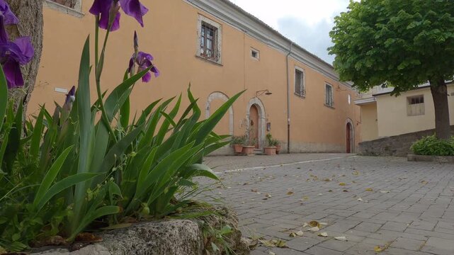 Historic center of the small village of Castel San Vincenzo with ancient stone houses, Molise, Italy