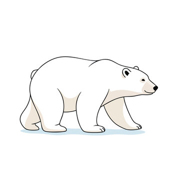 Cartoon Illustration of a Cute Walking Polar Bear.