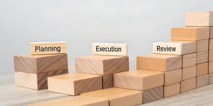 wooden blocks showing management in business