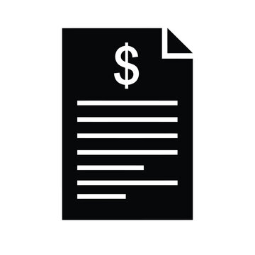 invoice with dollar sign icon black silhouette on a white background for financial reports high quality professional detailed modern elegant