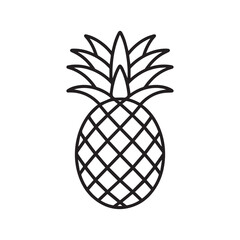 Obraz premium Minimalist pineapple fruit vector illustration icon in flat outline style.