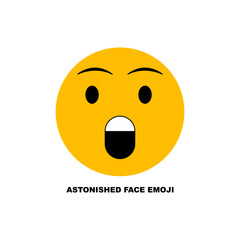 Fototapeta premium Yellow Astonished Emoji Face with Wide Eyes and Open Mouth Showing Surprise