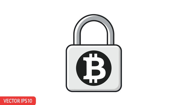 Bitcoin Lock Icon - Cryptocurrency Security and Protection Concept