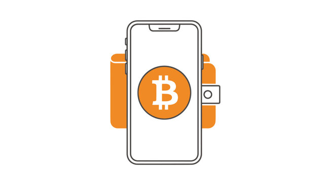 Mobile Bitcoin Wallet Icon on Smartphone Screen with Digital Currency Concept