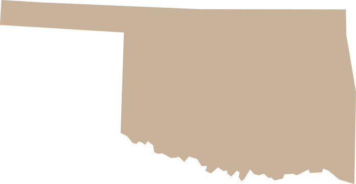 Oklahoma State Isolated Map Illustration Cartography Brown Illustration Vector.