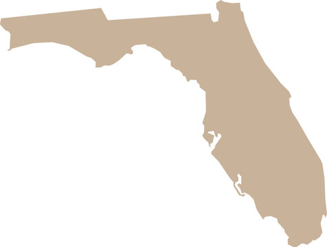 Florida State Isolated Map Illustration Cartography Brown Illustration Vector.