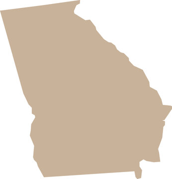 Georgia State Isolated Map Illustration Cartography Brown Illustration Vector.