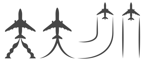 Airplane flight trail trajectory vector icon on transparent background © Pavlo