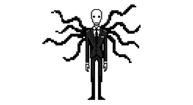 Pixel Art Slender Man With Tentacles.
