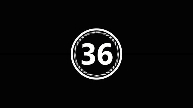Retro film countdown clock showing numbers forty to one in monochrome style for cinema intro or production.