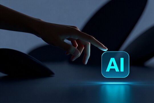 Hand touching AI icon