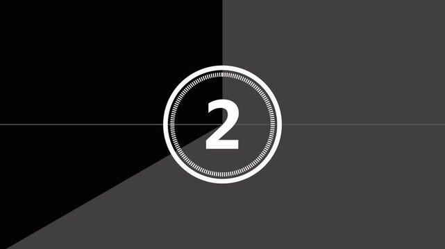 Countdown timer graphic with numbers counting down from three to one for video production start.