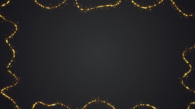 abstract dark luxury golden glitter shiny stars dust light wave border frame animation ,winter holiday christmas new year social media motion background