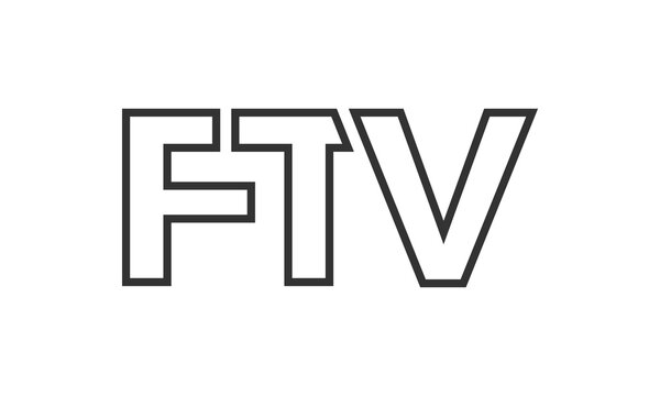 FTV logo design template with strong and modern bold text. Initial based vector logotype featuring simple and minimal typography. Trendy company identity.