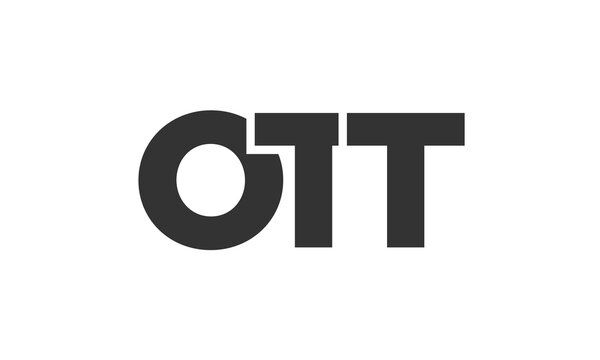 OTT logo design template with strong and modern bold text. Initial based vector logotype featuring simple and minimal typography. Trendy company identity.