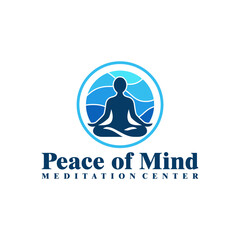 Fototapeta premium Creative simple meditation with wave water logo template. Yoga logo design vector illustration.