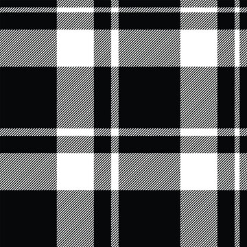 Thanksgiving texture background fabric, paisley seamless check tartan. Kitchen plaid pattern textile vector in black and white colors.