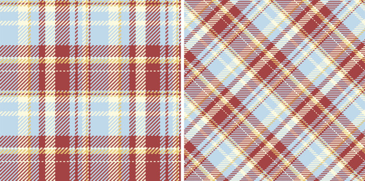 Pattern vector texture of check background tartan with a seamless plaid textile fabric. Set in favorite colors for geometric unique identity design.